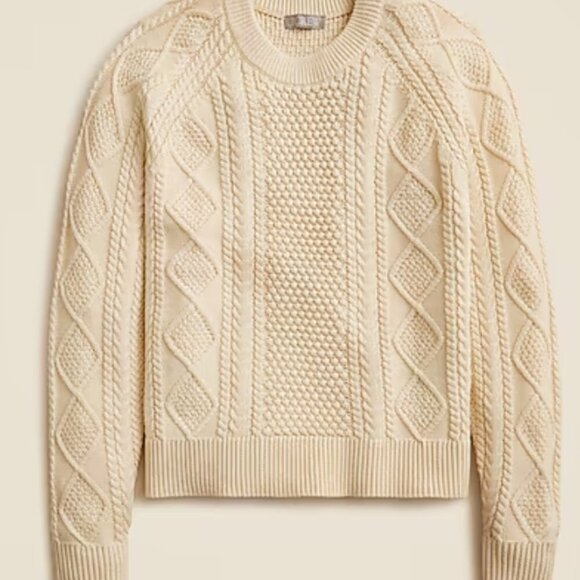 J. Crew Cotton cable-knit crewneck sweater Size XXL - Picture 2 of 14